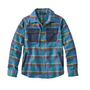 L.L. Bean Beanflex Shirt Kids All Season Flannel Marin Blue Plaid NEW